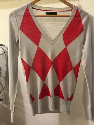 Suéter Beige y Mandarina Argyle Lana Merino Club Monaco XS Foto 1 de 4