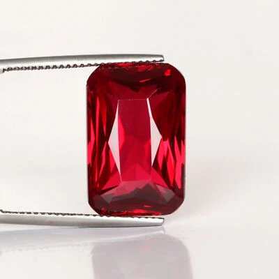 Red Ruby Gem Emerald Shape 24.Carat Loose Gemstone For Pendant making - Image 1 of 3