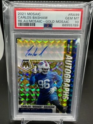 2021 Mosaic Rookie Autographs Carlos "Boogie" Basham Gold #7/10 - PSA 10 - Image 1 of 2