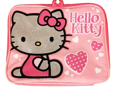 Bolsa de almuerzo aislada Hello Kitty rosa brillo Foto 1 de 4