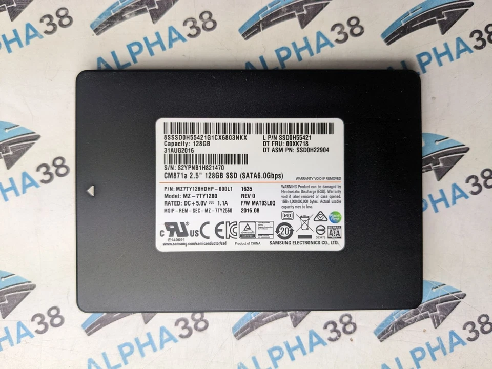 Samsung MZ-7TY1280 128 GB 2.5 CM871a 00XK718 SSD0H55421 SATA Festplatte SSD - Bild 1 von 1