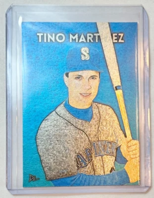 Tino Martinez Platinum Plated Artist Signed Seattle Mariners Trading Card 1/1 - Image 1 of 2
