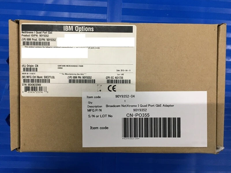 90Y9352 - Lenovo Broadcom NetXtreme Quad Port GBe Adapter - 90Y9355 FRU - New - Image 1 of 2