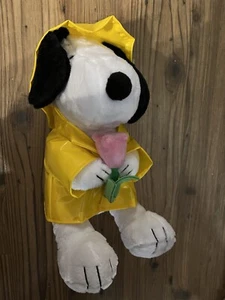 Snoopy in Rain Coat With Flowers Rain Hat Plush Ruz 12”h - Picture 1 of 2