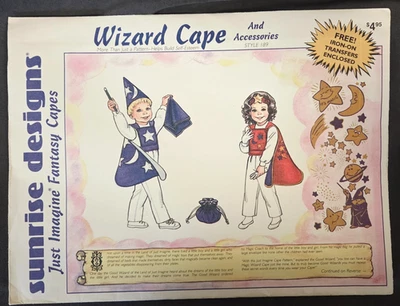 Vintage Sunrise Designs Sewing Pattern Wizard Cape & Accessories Style 189 New - Image 1 of 3