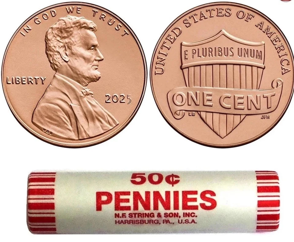 2025  Lincoln Penny Roll / Cent 1¢ Coin- 1 Full Roll -Last Year - End Of An Era - Image 1 of 1