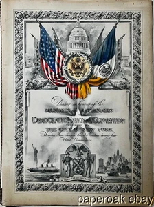 1924  Menu & Program For Delegates to Democratic National Convention New York - Picture 1 of 5