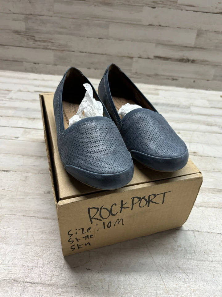 Zapatos sin cordones Rockport para mujer de cuero azul talla 10M cómodos informales planos Foto 1 de 4