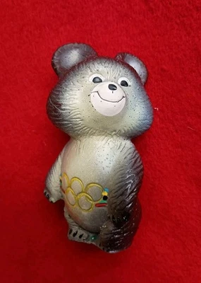 Oso Misha 1980 Moscú Juegos Olímpicos Rusos Figura de goma dura de colección juguete de 4" Foto 1 de 4