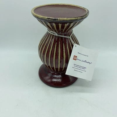 "Nuevo candelabro de pilar a rayas rojas para interiores de hogar de vidrio de 7""" Foto 1 de 4