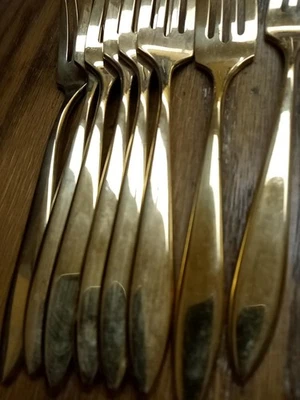 Dirigold Dirilyte Goldtone REGAL 6.25" Salad Forks (Set Of 8) FREE SHIPPING - Image 1 of 3