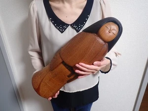 Vintage ca. 44 cm 17,3' 3,9 kg Aoki Ryoka Ryouka Holz Sosaku Kokeshi Puppe - Bild 1 von 24