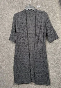 Eileen Fisher Wool Crochet Duster Cardigan Sweater Womens Size M Black - Picture 1 of 7