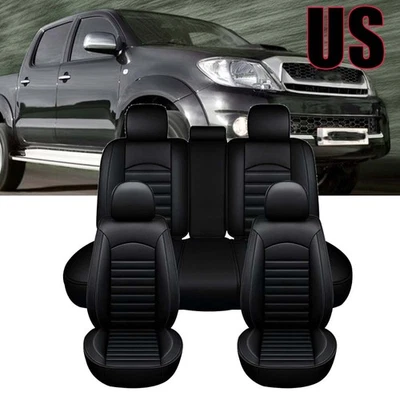 For Toyota Hilux 4DOOR Seat Cover Cushion Full Set PU leather 5-Seat Black US Foto 1 de 4