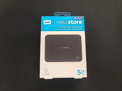 WD WDBAJP0050BBK-WESN Easystore 5TB External USB 3.0 Portable Hard Drive - Black - Image 1 of 4