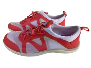 NWT Lands End Womens Water Shoes White Pink Lace Up Bungee Cord Low Top Mesh 7.5 - Picture 1 of 11