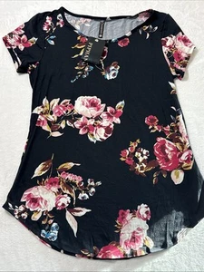 Piphany Top Black Oakland Pink Floral XS New With Tags - Picture 1 of 7