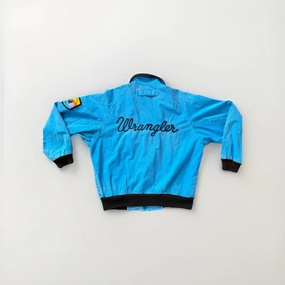 Винтажный Wrangler Brushpopper куртка маленький синий вышивка назад - Изображение 1 из 4