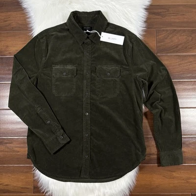 AG Adriano Goldschmied Men's Size Small Green Cedar Aiden Utility Corduroy Shirt - Image 1 of 4