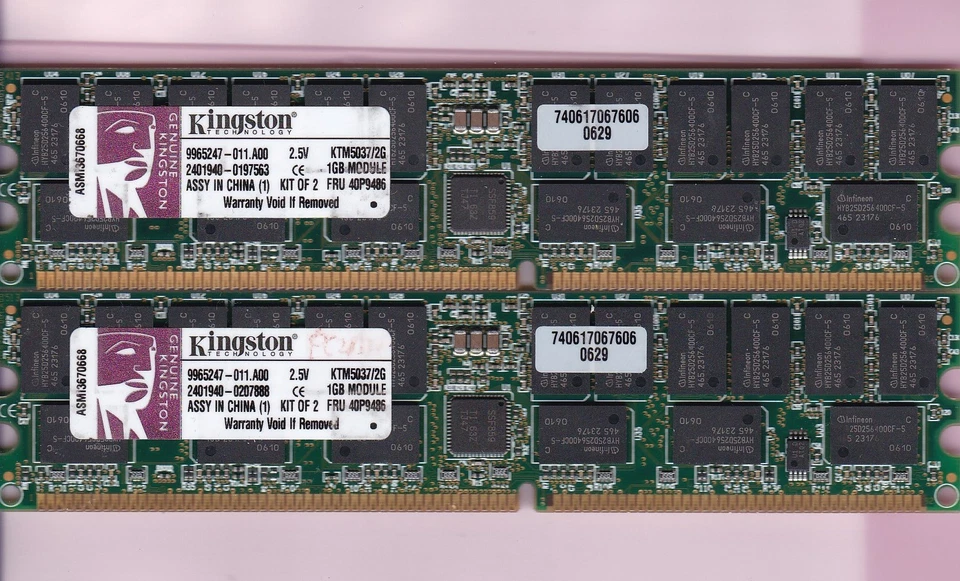 2GB 2x1GB PC2100R DDR-266 ECC REG KINGSTON KTM5037/2G IBM 40P9486 RAM KIT DDR1 - Image 1 of 2