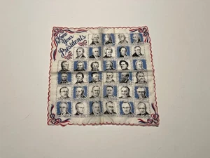 Vintage 1954 Ranshaw Know Your Presidents politisches Taschentuch rot weiß & blau - Bild 1 von 7