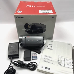 Canon FS11 Camcorder 8GB SD Card Video Camera 48x Zoom MIC IN Bundle With Box - Picture 1 of 18