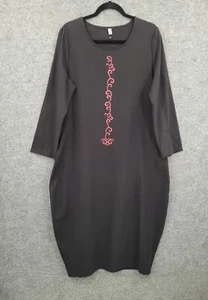 Misslook Maxi Dress Womens Large Pockets Long Sleeve Cotton Blend Black NWT - Picture 1 of 15