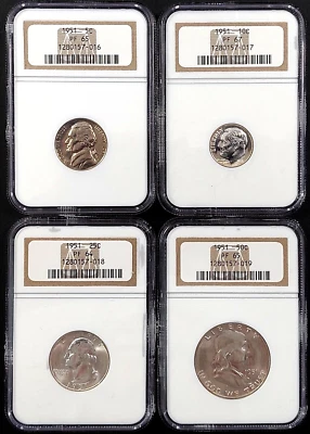 Lot of FOUR 1951 Proof Coins certified by NGC!  PF 65, PF 67, PF 64, PF 65! - Image 1 of 4
