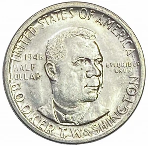 [1946-1951] Booker T. Washington 50c Silver Half Dollar Coin Uncirculated - Picture 1 of 3
