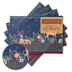 Cloth Placemat 100% Cotton Set of 4 Decorative Washable Place Mats Table Plac... - Picture 1 of 9