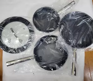 3 Piece Frying Pans Full induction Stainless Steel Ceramic Non-Stick Fry w/ Lid - Picture 1 of 6