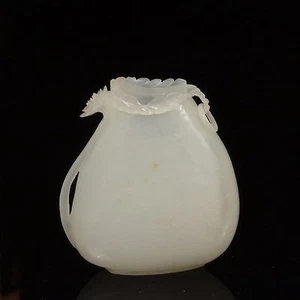 Super Rare Antique Chinese White Nephrite Jade Mini Vase Floral  Shaped Mouth - Picture 1 of 12