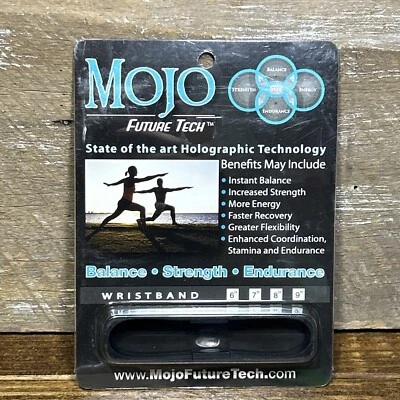 Pulseira holográfica Mojo Future Tech XL preta 9” força de equilíbrio - Imagem 1 de 4