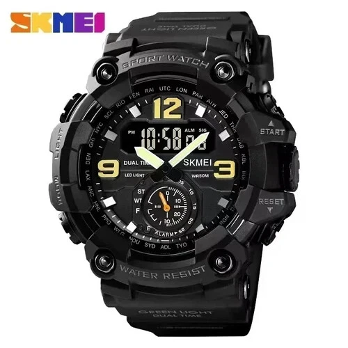 Reloj deportivo de doble movimiento negro para hombre Foto 1 de 4