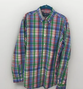 Ralph Lauren Shirt Plaid Men’s Large Blue & Green Button Down Pony 100% Cotton - Picture 1 of 5