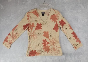 Sigrid Olsen Sweater Womens Medium Knit Floral Multicolor Long Sleeve Sequins - Picture 1 of 12