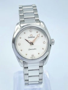 Ladies Omega Seamaster Aqua Terra 28mm White Diamond Dial Rose Gold Box & Papers - Picture 1 of 15