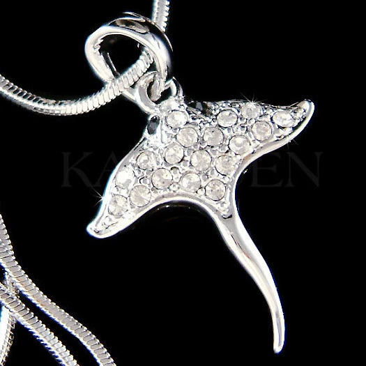 ~Stingray made with Swarovski Crystal Diver Snorkel Ocean Beach Wedding Necklace - Image 1 of 1