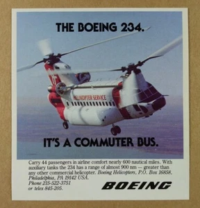 1984 Boeing 234 Chinook Helicopter 'It's a commuter bus.' vintage print Ad - Picture 1 of 1