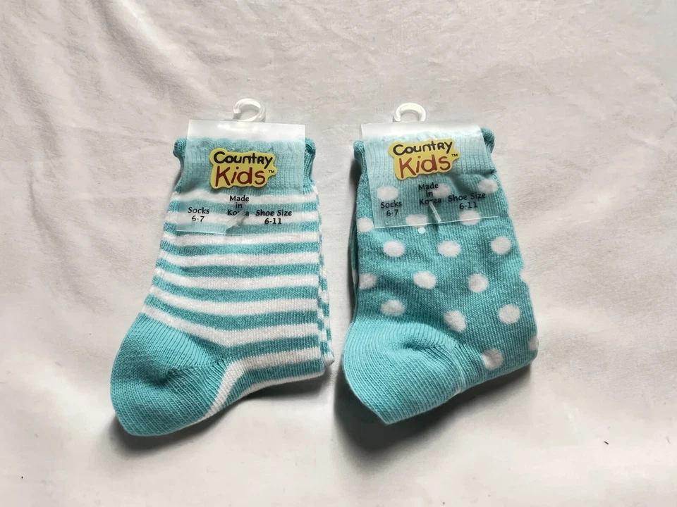 2 pair Country Kids Socks- Teal-  Size 6-11 - Image 1 of 1