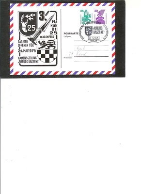 GERMAN POSTAL CARD "Namensgebung Auburg Kaserne"  1975  Wagenfeld Cancel - Image 1 of 2