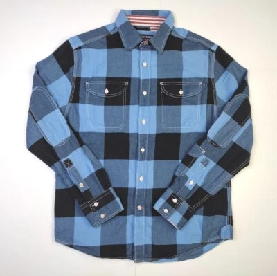 Canterbury of New Zealand Size Medium Blue Black Plaid Shirt Long Sleeve Flannel - Image 1 of 4