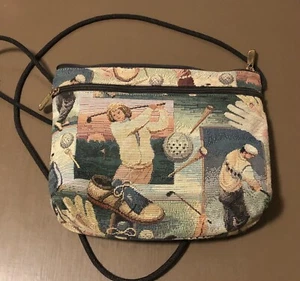 Vintage Danny K of Beverly Hills Tapestry Golf Crossbody Purse String Bag USA - Picture 1 of 8