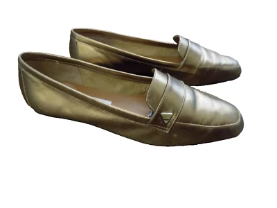 Vtg Classic Liz Claiborne Metallic Bronze Logo Loafers Flats sz 8 VGUC Clean - Image 1 of 4