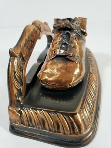 VTG Baby Bronze Shoe Bookend Left Shoe Date Engraved Nov 24 1937 Bron-Shoe Co 83 - Picture 1 of 10