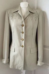 Vintage Escada Margaretha Ley Blazer Cream Size 8 10 Wool Silk 80s 90s Jacket - Picture 1 of 14