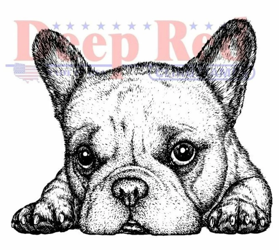 FRENCH BULLDOG DEEP RED CLING RUBBER STAMP Unmounted Dog Cardmaking Scrapbooking - Image 1 of 1