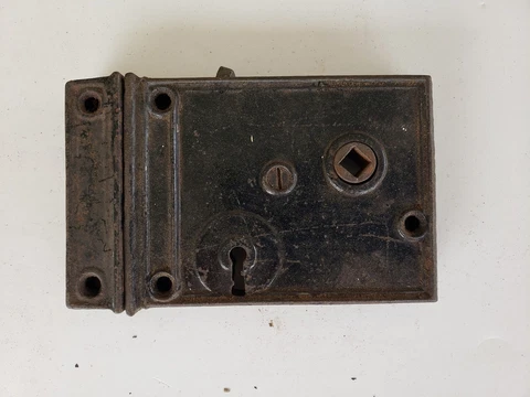Working  Antique Cast Iron Rim Surface Door Lock For Restoration #2 Cover