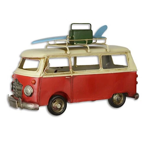 Bus Blechmodell Modellauto Nostalgiespielzeug Oldtimer Surfbrett Retro Surfbus - Bild 1 von 1