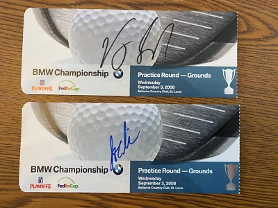 2008  Authentic Stewart Cink and V J Singh on ticket stub Autographs - Image 1 of 2